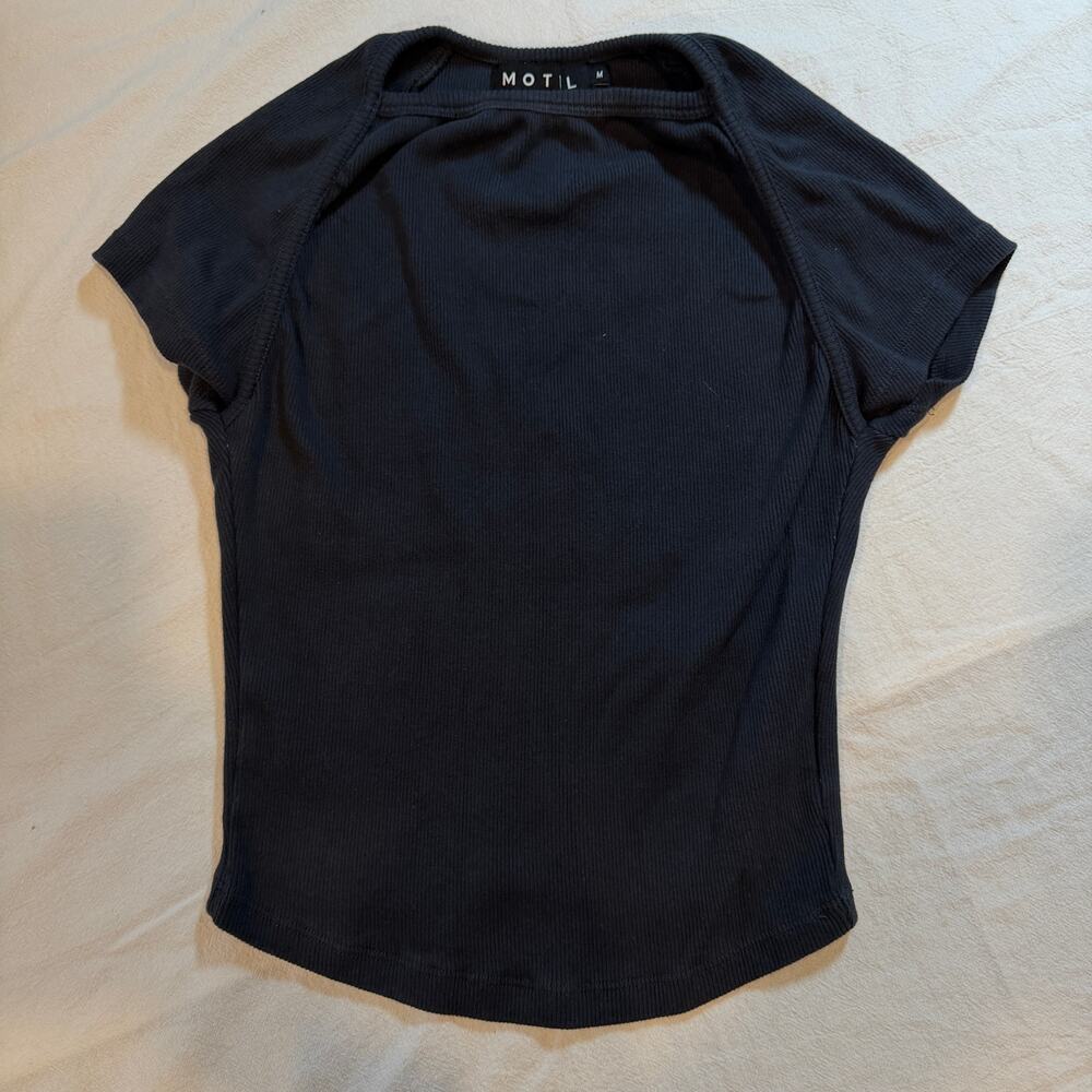 Motel Rocks Contoured Baby Tee T-shirt Cropped Boatneck Cotton